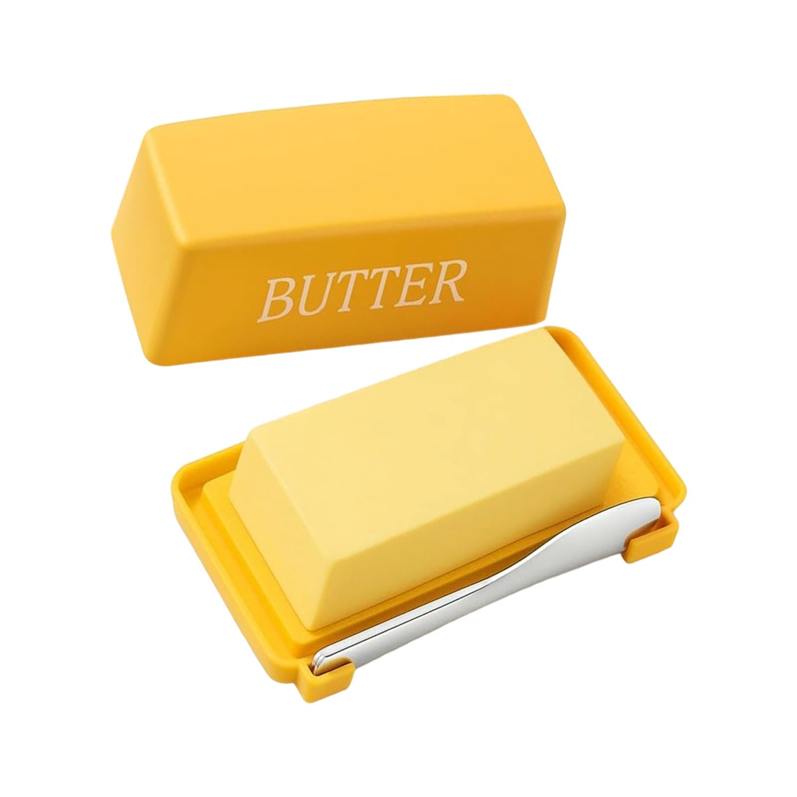 Kalttoy Yellow Butter With Ergonomic Cutting Pp Materials Freshing Designs Dishwasher Friendly Kitchen Gadget Kitchen Butter Organizers With Sealed Cover