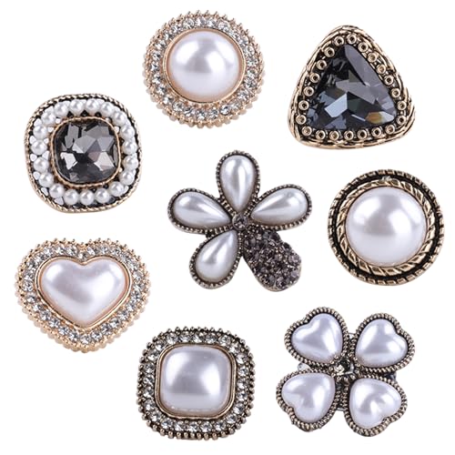 8PCS Clips De Cordones, Clips De Zapatos Brillantes Con Diamantes Y Perlas, Accesorios Adornos Zapatillas, Broches Decorativos Para Zapatillas, Accesorios Diy Para Cordones, Bolsos, Pulseras Y Regalos