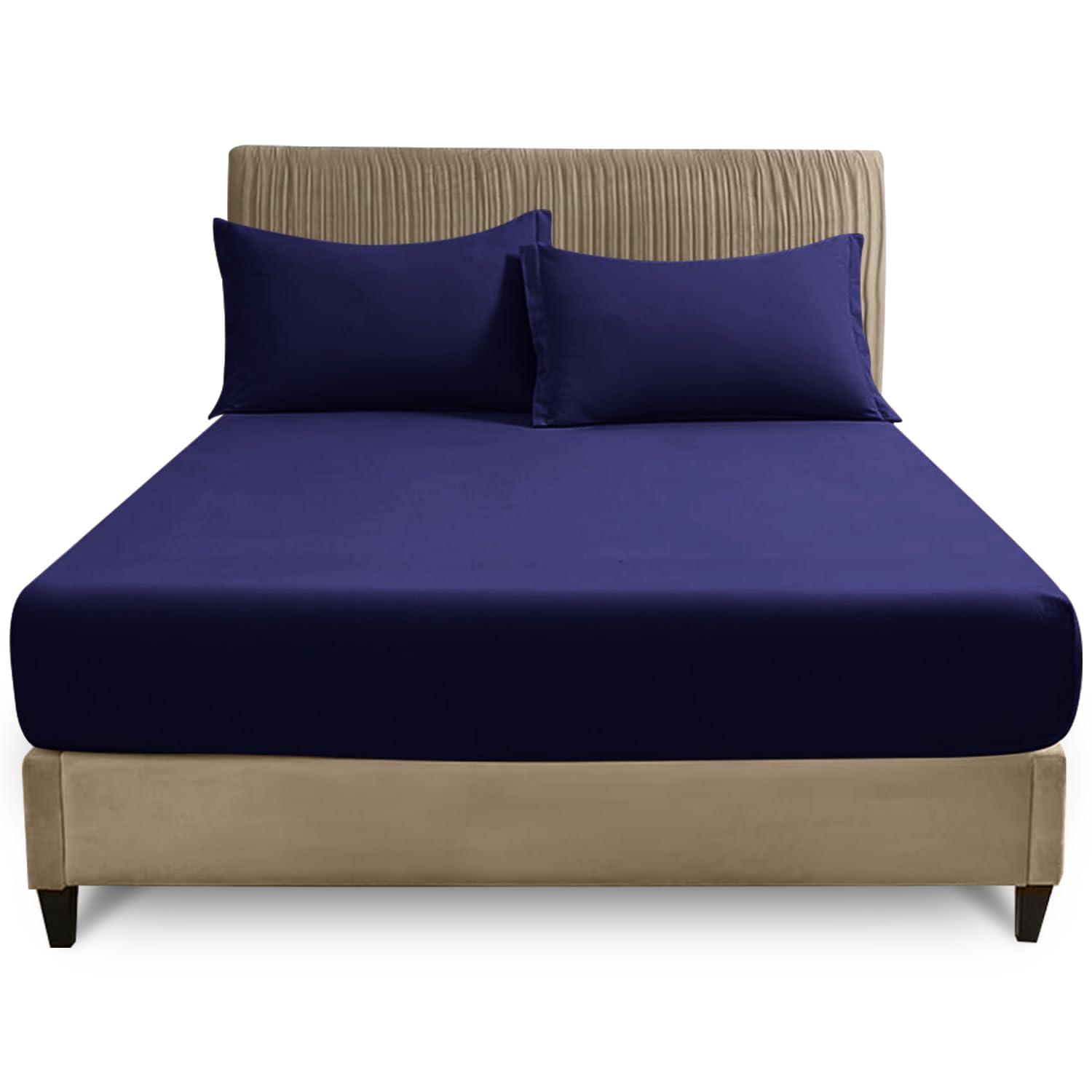 Gc Gaveno Cavailia Plain Dyed Fitted Bedsheet Super King Navy Super Soft & Comfy Non Iron Fitted Sheet from B&Q