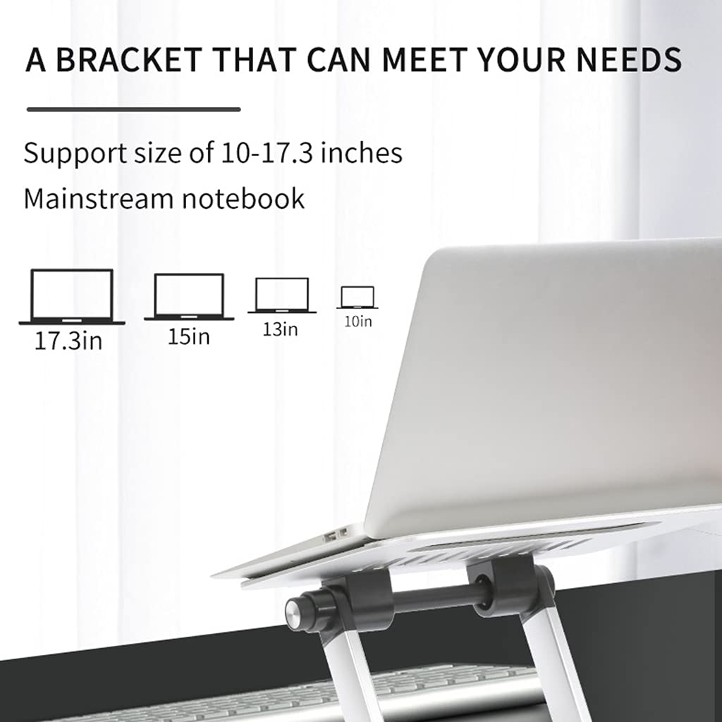 Boneruy - Supporto regolabile per computer portatile, antiscivolo, pieghevole, in alluminio, per notebook, notebook, supporto per computer portatile, supporto estensibile da scrivania, letto