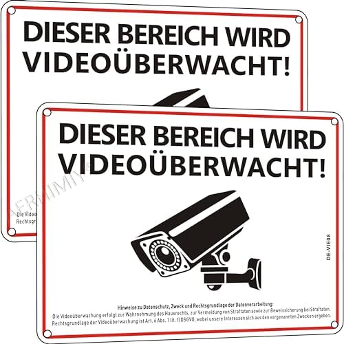 Schild 'Videoüberwachung' 30x20 Cm – Aus 3 Mm Aluverbund, Mit 4 Bohrlöchern, Wetterbeständig