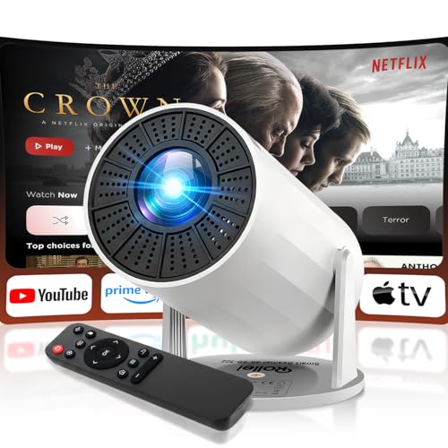 Proyector Portatil 4K SB 502 Rollei, Miniproyector 4K con Auto Keystone 210° Rotation Video Projector Casa Soporte Android 11/WiFi 6/BT 5.4 con Pantalla, Proyector Portatil 4K Mini Projector