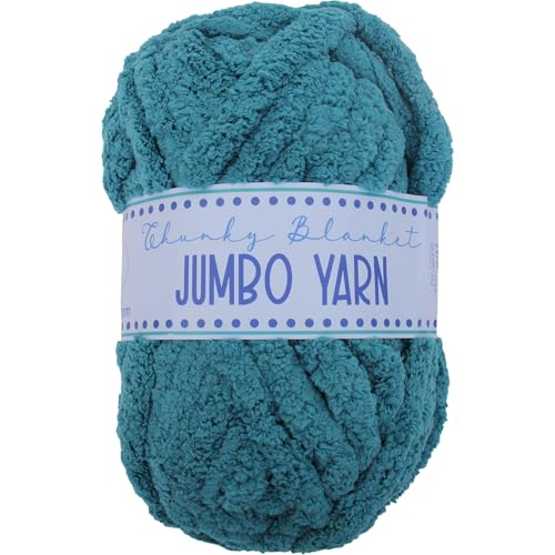 Image of ThreadArt Chunky Chenille Yarn for Hand Knitting, Jumbo, Teal | Soft jumbo chenille yarn for hand knit and crochet. Make blankets, plushies & crochet projects. DIY quick projects.