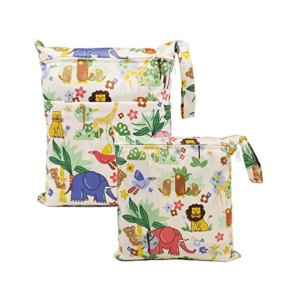 FenFang Windeltasche, 2 Stück Wetbag Organiser Beutel Nasstaschen Wickeltasche Stoffwindeln Taschen mit Wiederverwendbarem Stoff