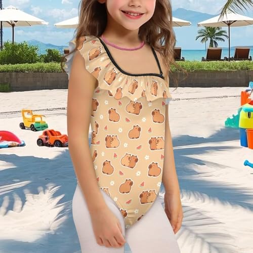 Image of Girls Swimsuit One Piece Ruffle Swimsuit Non-Slip Straps UPF 50+ for Girls Size 3-14 Years