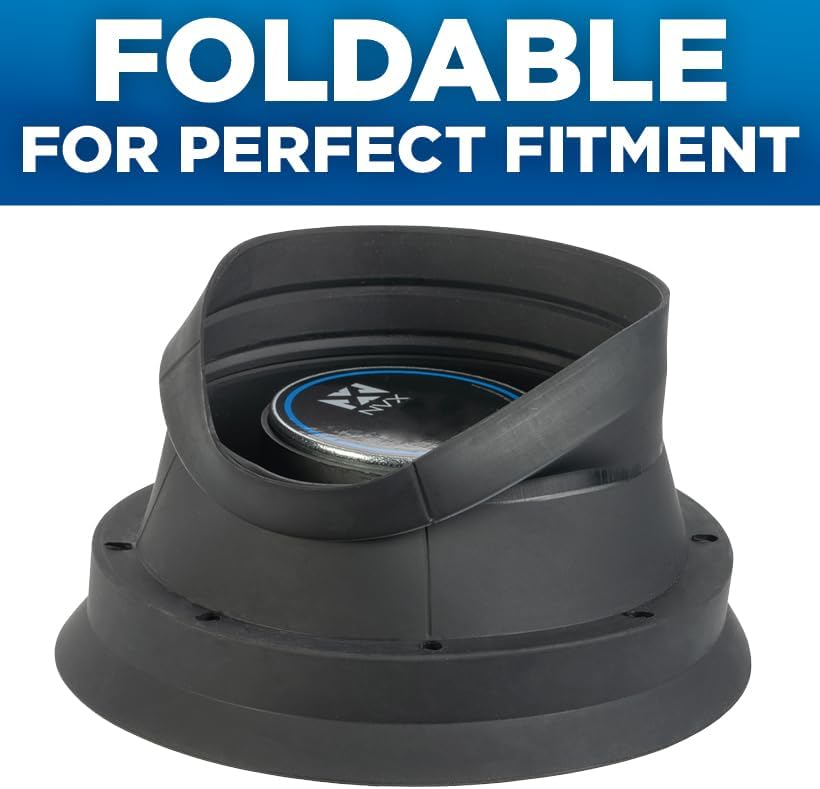 Flexible silicone speaker baffle being folded to demonstrate its adaptability