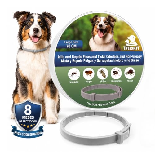 Tempotech Original ® Collare Antiparasaitario - Cane e Gatti - 8 Mesi di Protezione - contro Pulci, Zecche, Zanzare, Acari e Pidocchi - 100% naturali (72cm 1 Unità)