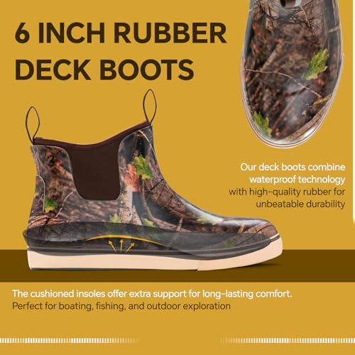 Image of Furuian Men's Deck Boots Waterproof Ankle Rain Boots Fishing Boots