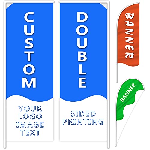 Custom Advertising Feather Flags for Business Outside Customized Logo Text on Open Flag Sign, Custom Double/one Sided Banners and Signs Customize Outdoor(Rectangle:70×280cm/2.3×9FT)