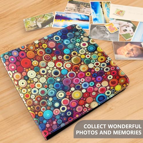 Álbum de Fotos Autoadhesivo DIY Scrapbook Album Circulos Abstractos Colorido Encuadernador de 3 Anillos Libro de Fotos 40 Páginas 8x10 para Recuerdos miniatura 5
