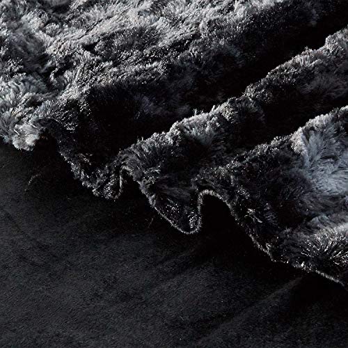 Viviland Faux Fur Throw Blanket, Luxury Soft Plush Shaggy Fleece Blanket, Machine Washable, Black, 50\"×60\" - Thumbnail 5