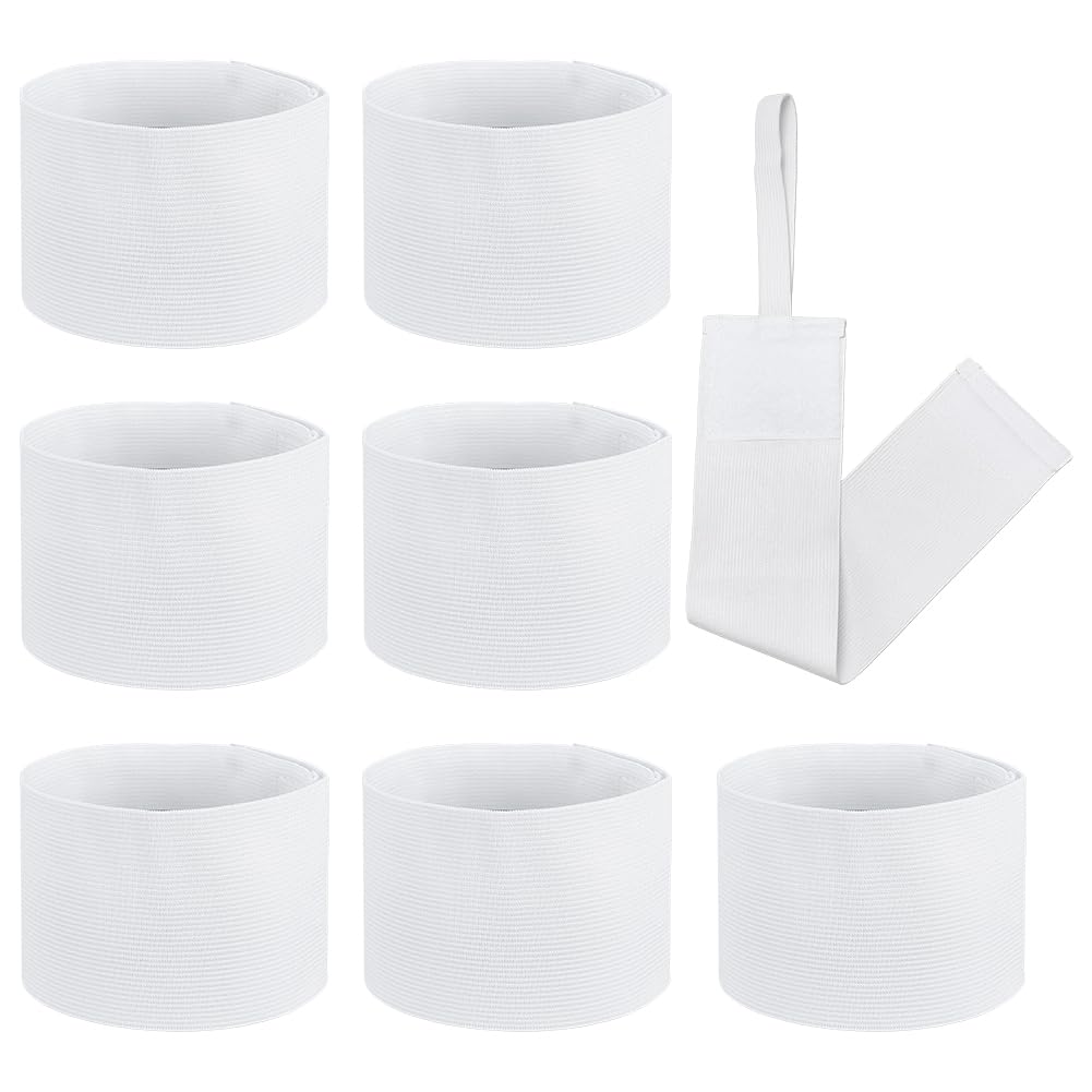 NBEADS 24 Pcs Elastic Arm Bands, White Captain Arm Bands for Soccer Adjustable Leader Armband Team Sport Armband for Soccer Basketball Volleyball School Team Competition