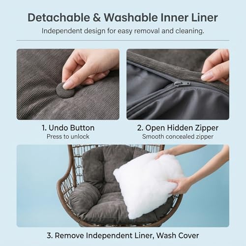 Coussin chaise œuf lavable pour rénover votre siège bleu - 3