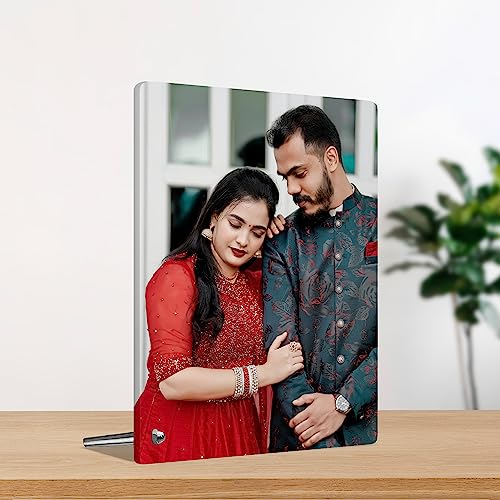 Image of 6 inchx8 inch Frameless Table Photo Frame With Stand | Customised Photo Frame With Photo | Acrylic Photos Frame Personalized Gift | Birthday & Anniversary Gift for Girlfriend, Boyfriend, Wife, Husband