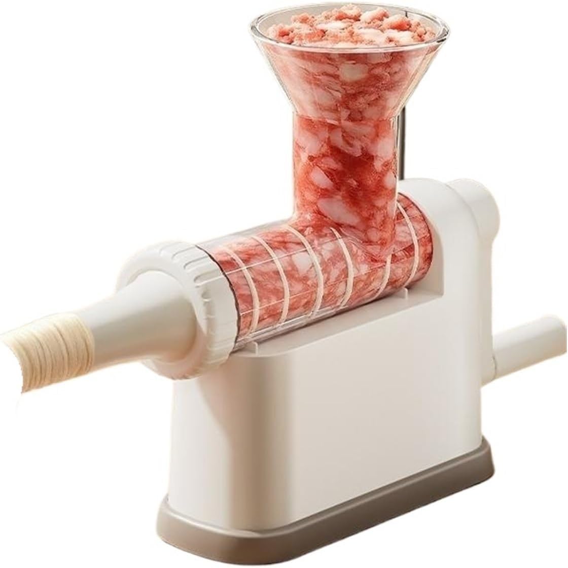 Manual Meat Grinder & Sausage Stuffer - 2-in-1 Hand Crank Mincer For Homemade Sausages(White)