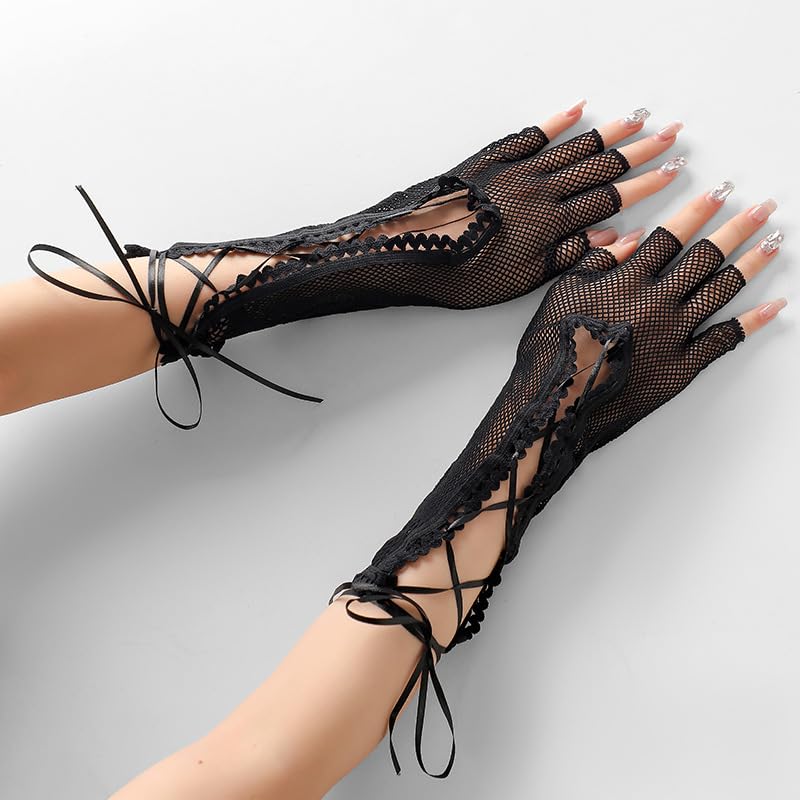 Womens Short Gloves for Wedding Bridal Party Evening Net Cosplay Dress Gloves2