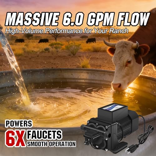 Image of DC HOUSE Continuous Duty 110V Brushless Water Pump, 6GPM 55PSI 4-Chamber Heavy Duty Self Priming Diaphragm Pump for Garden Irrigation, Agricultural Spraying, Pressure Washing & Water Transfer