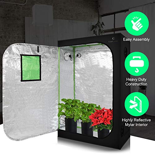 Coolgrows Grow Tent, 4X2 Feet Mylar Grow Tent With Obeservation Window And Floor Tray For Indoor Plant Growing (48" X 24" X 72") #TOP2