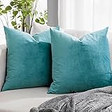 QUAFOO Juego de fundas de almohada decorativas de terciopelo para sofá, espuma de mar