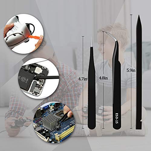 E·Durable Torx Screwdriver Set T3 T4 T5 T6 T8 T9 T10 T15 Security Torx Drivers with ESD Tweezers, Magnetic Screwdrivers Precision Repair Kit for Xbox PS4 Ring Doorbell Folding knife Macbook Computer