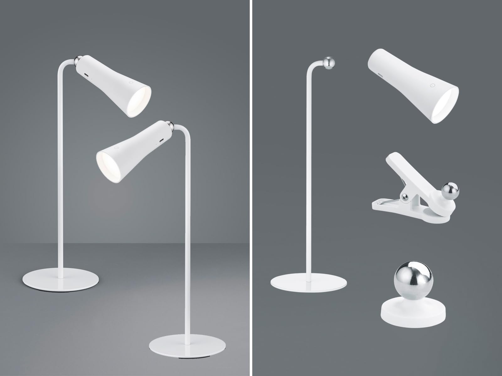 Reality Leuchten Beleuchtung Set di 2 lampade da scrivania a LED, con dimmer touch e collegamento USB, altezza 36 cm