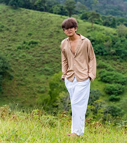 Candyhusky Men Casual Lounge Jogging Workout Yoga Pants Elastic Waist Drawstring Xl/Xxl, White #TOP4