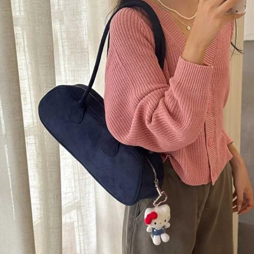 Small niche design suede long bag, fashionable and versatile, vintage suede hand-held shoulder bag2