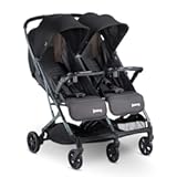 Kooper X2 Side-by-Side Double Stroller Featuring Dual Snack Trays, One-Handed Fold, Multi-Position Reclining Seats, Adjustable Leg Rests, and 2 Zippered Pockets for Storage, Forged Iron