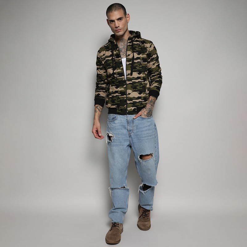 Image of CAHOOT Men's Jacket With Insert Pocket For Casual Wear | Hooded Neck | Long Sleeve | Zipper Closure | Polyester Jacket Crafted With Comfort Fit For Everyday Wear