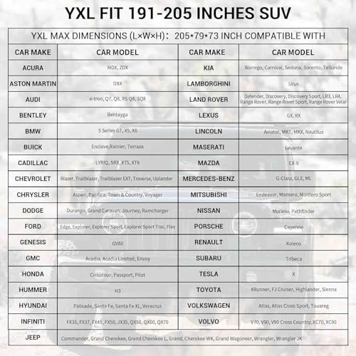 Image of Tecoom SUV Car Covers Waterproof All Weather for Automobiles, Indoor Outdoor Dust Rain Sun Snow UV Protection Full Exterior Cover w /Door Zipper Gust Straps, Universal Fit 191-205 inches