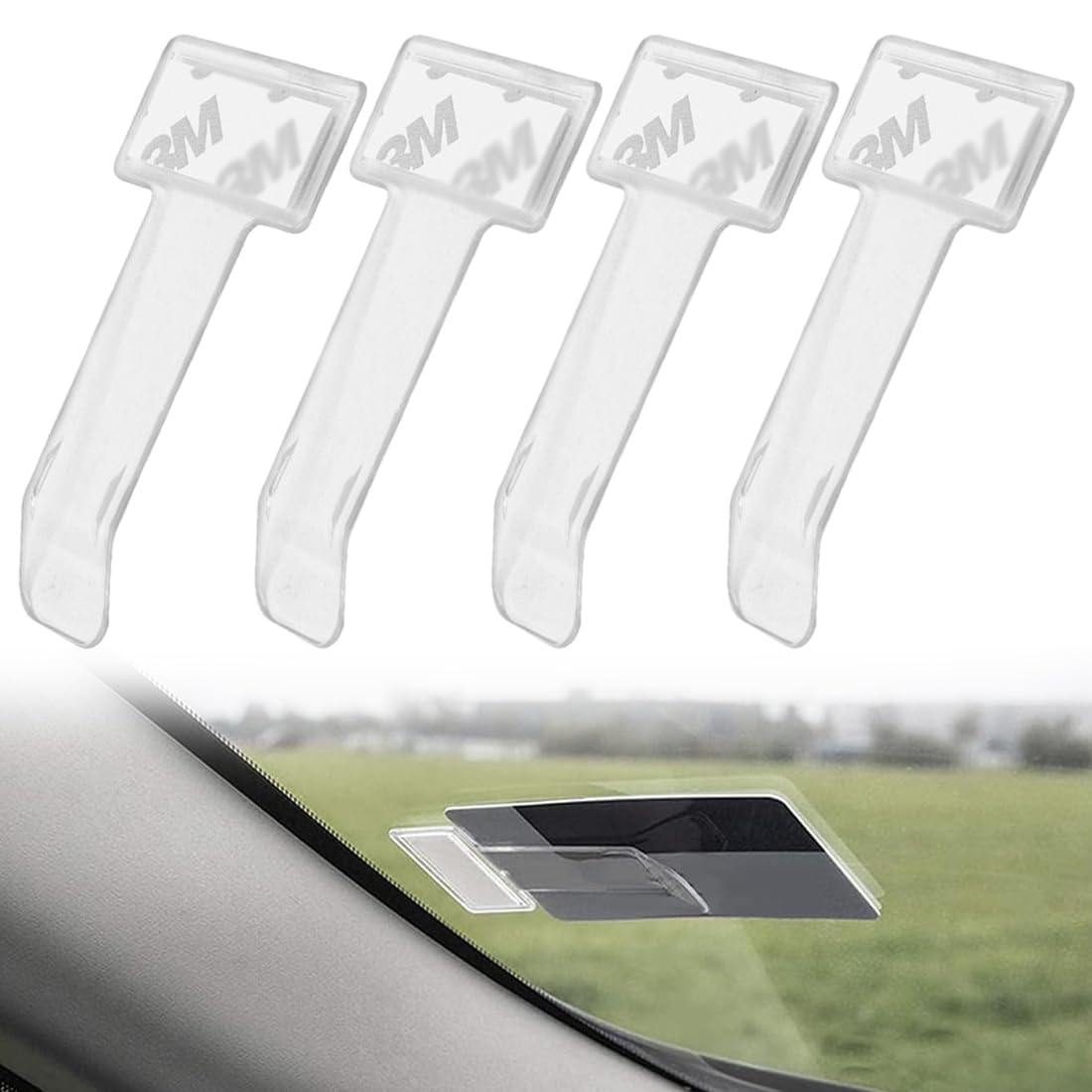 4 Piezas Clips Adhesivos para Tickets, Soporte de Parches para Parabrisas, Porta Tickets para Coche, Soporte para Tarjetas y Documentos Adhesivo
