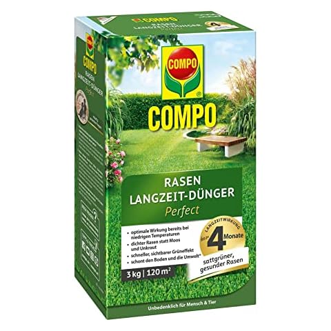 COMPO Rasen Langzeit-Dünger, Rasendünger mit 4 Monaten Langzeitwirkung Cover