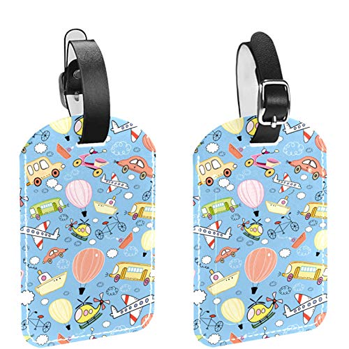 Luggage Tag with Name ID Card Perfect to Quickly Spot Luggage Suitcase 2 Pack Toy Play Airplane Bicycle Transportation