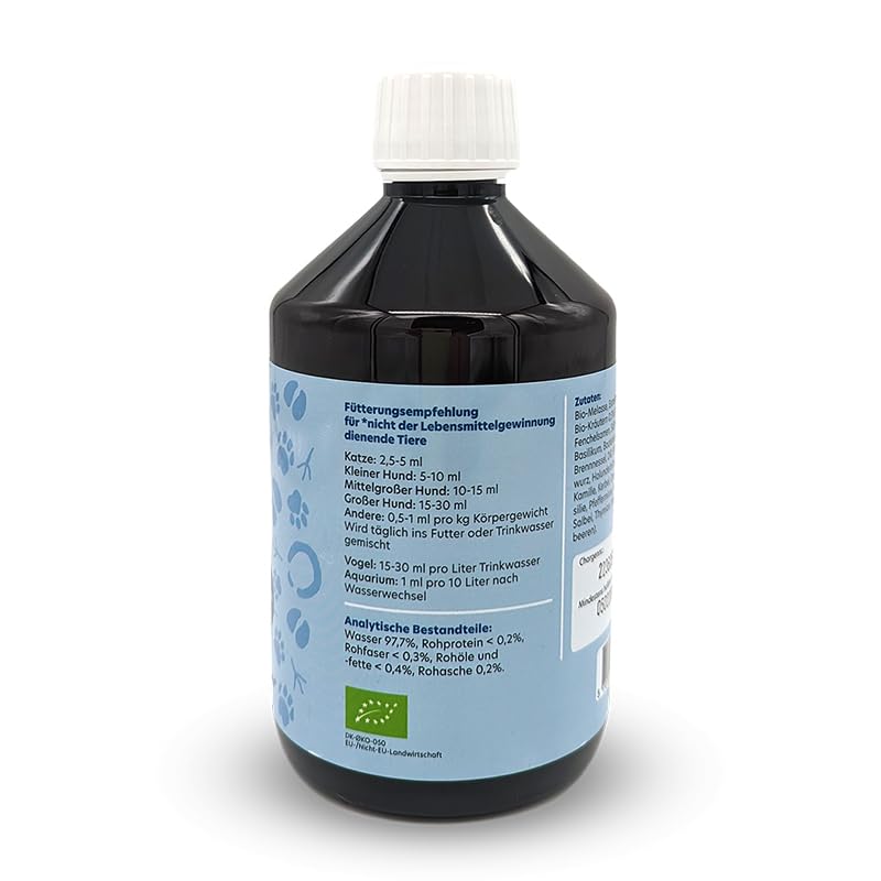 Animal Biosa Bio Ergänzungsfuttermittel für Tiere mit fermentierten Kräutern, pflegt Verdauungstrakt, Nahrungsergänzungsmittel zuckerfrei (500 ml)