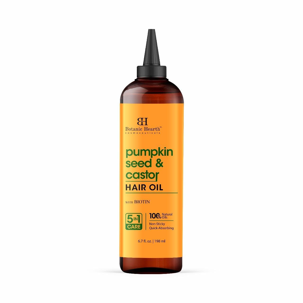 Botanic Hearth Pumpkin & Castor Hair Oil 6.7 Fl Oz (198 ml), Blue, 198 ml (Pack of 1)
