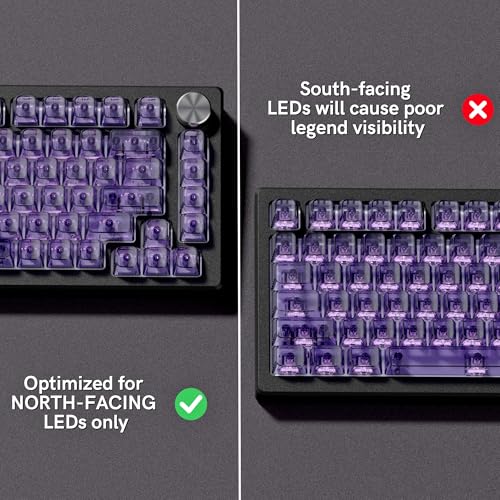 Image of dagaladoo Purple Clear keycaps,Transparent keycaps 60 75 100 Percent,Crystal keycap,Shine Through Key Cap Ceramic Style,MDA Profile Keyboard Key Cap for Mx Switches Mechanical Keyboard(Side Printed)