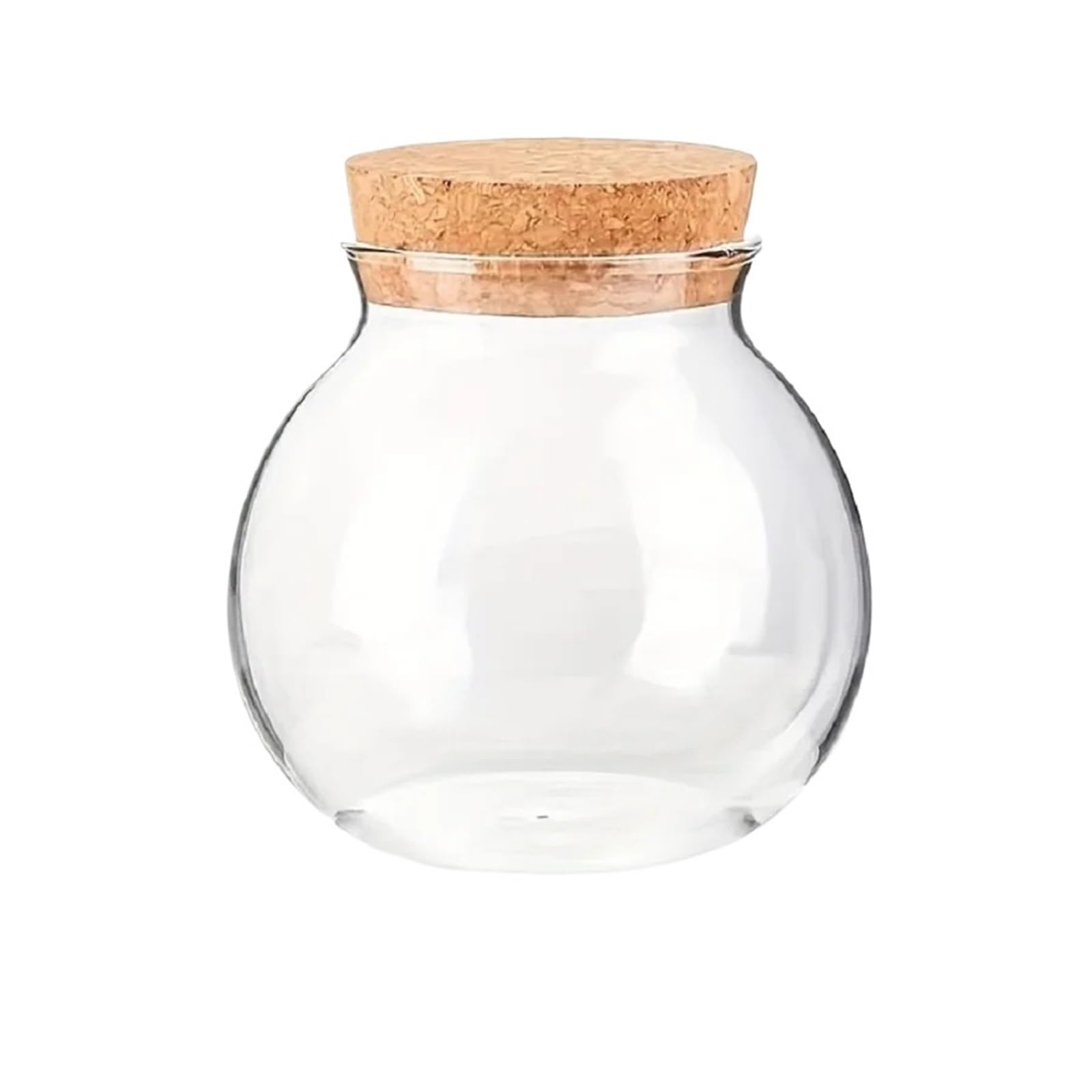 LSNNMU 5pcs Storage Containers, Cork Glass Tea Jar With Stopper, Round Sealed Food Dried Fruit, Kitchen Organizers For Preserving
