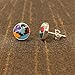 8mm Round Simulated Multicolor Southwestern Style 925 Sterling Silver Stud Earrings for Women