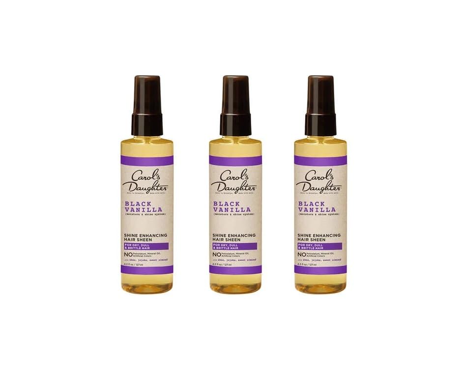 Carol's Daughter Black Vanilla Moisture and Shine Hair Sheen, for Dry, Dull or Brittle Hair, 4.3 Fl Oz, Pack of 3