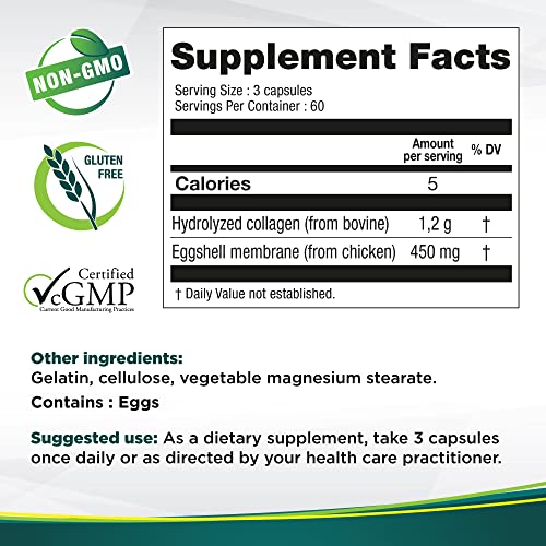 Genacol Natural Eggshell Membrane & Collagen Peptides Supplement For Joint Comfort & Flexibility | Gluten-Free, Non-Gmo Joint & Mobility 180 Capsules #TOP2