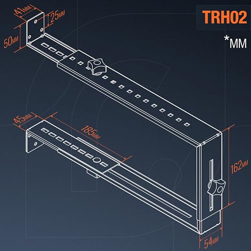 RICOO PC Halterung unter Schreibtisch Verstellbar Computer Rechner Aufhängung für Untertisch TRH02-S Tischhalterung Computerhalterung bis 35Kg Unterbau Halter Regal Server Rack Big Tower Gehäuse