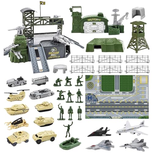 Juguetes Para Tanques, Aviones De Juego Educativo, 35x23x7cm, Figuras De Acción De Soldados De Juguete, Kit De Juego De Vehículos Militares, Diseño De Articulaciones Móviles, Para Aventuras De Constru