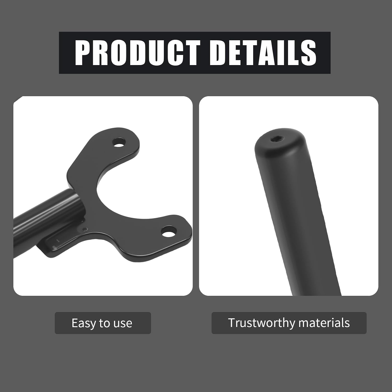 2Pack Solid Front Grab Handles Bar, Black Textured Grab Handles, Replacement for Jeep Wrangler TJ Unlimited 1997-2006
