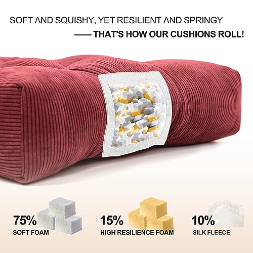 Image of Lokex Rocking Chair Cushion Only,Tufted Non-Slip Comfortable Rocking Chair Cushions Indoor with Ties,Striped Rocking Chair Pads (Burgundy-S2064-10, 21x17 /17x17)