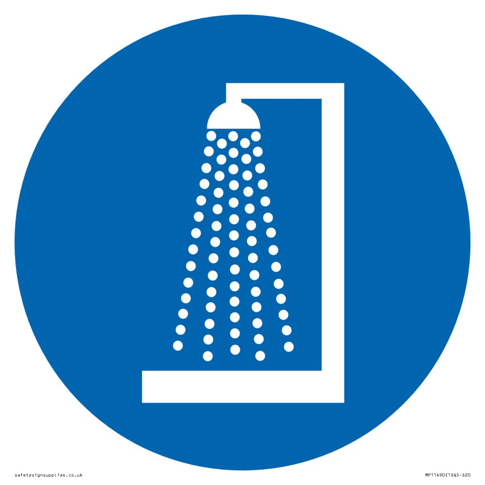 Mandatory: Shower before entering Sign - 200x200mm - S20, Blue/White