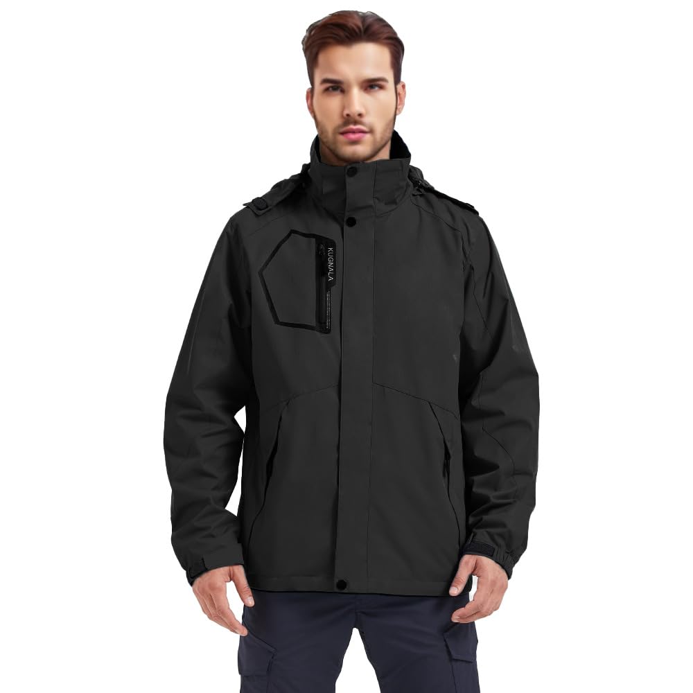 KugnalaMen's Rain Jacket Waterproof Lightweight Hood jackets for Hiking Cycling Travel Raincoat S-6XL