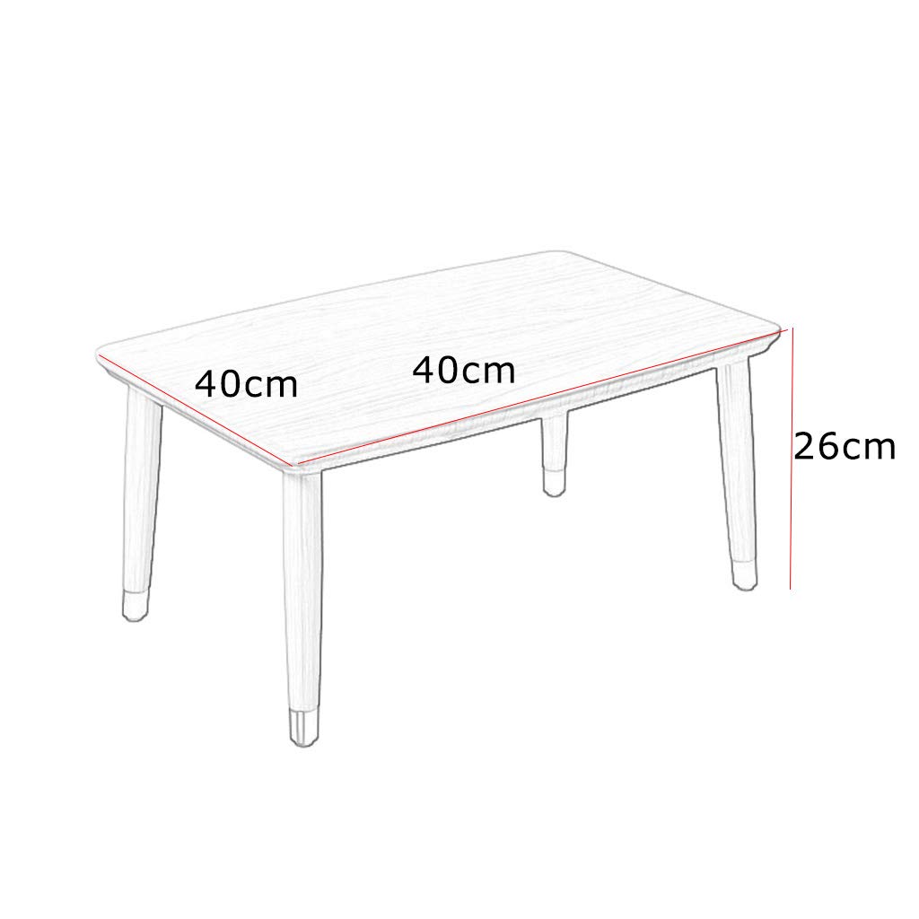 Niedriger Tisch, einfacher Mitteltisch, Couchtisch, Massivholz, Schreibtisch, Schreibtisch, Teetisch mit rutschfestem Fußpolster, allein leben, modische Verwendung, Naturweiß/#2/40 cm * 40 cm, Feito