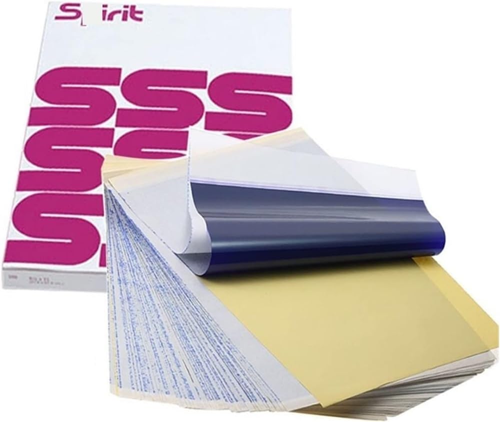 Lot de 100 feuilles de papier transfert thermique format A4 pour pochoir Spirit Carbon – Fournitures d'art de qualité professionnelle