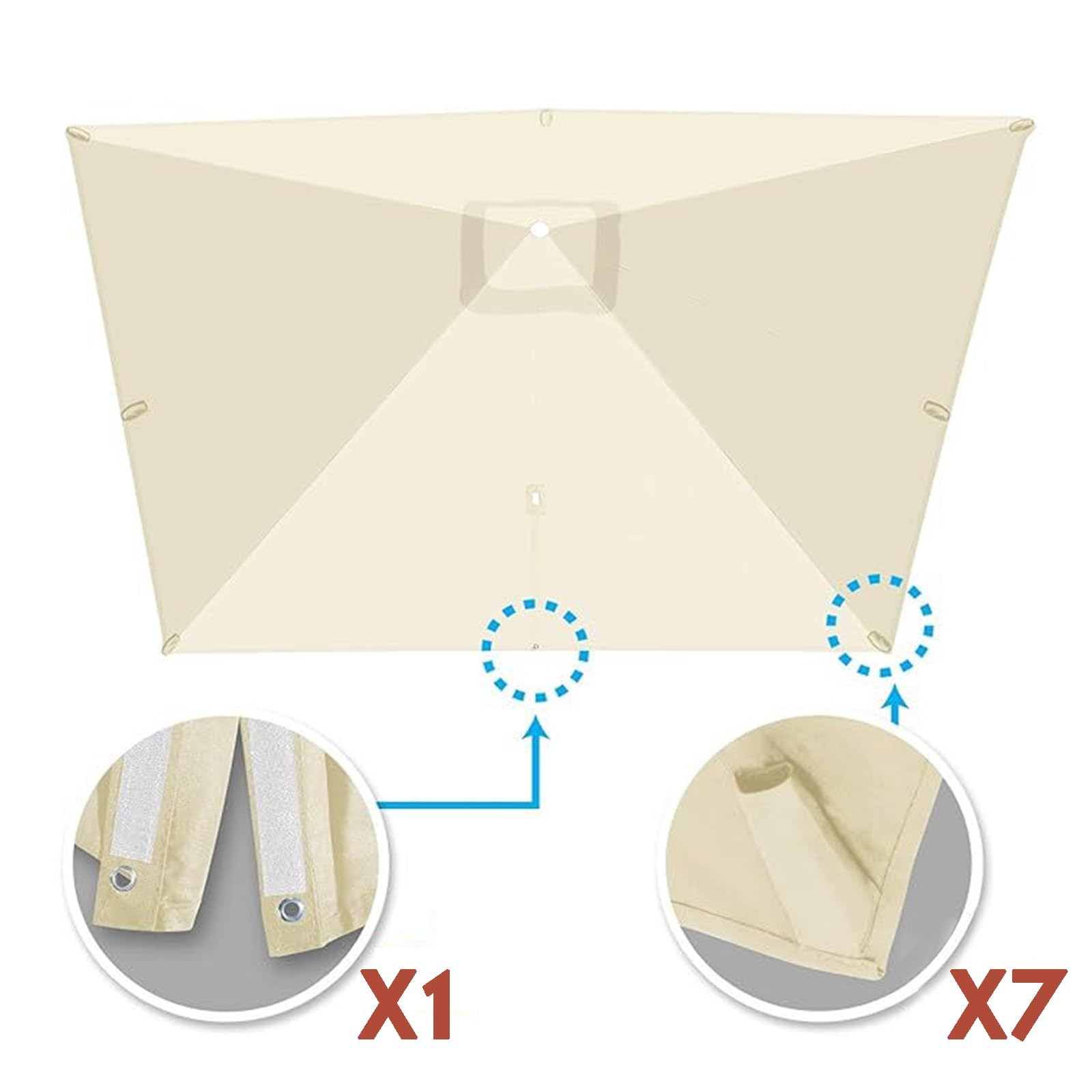 Wymiana baldachimu parasola tarasowego z przesuniętym kwadratem, górna część wentylowanej osłony przeciwsłonecznej (nie obejmuje wspornika montażowego)(Beige,3x4.0m)