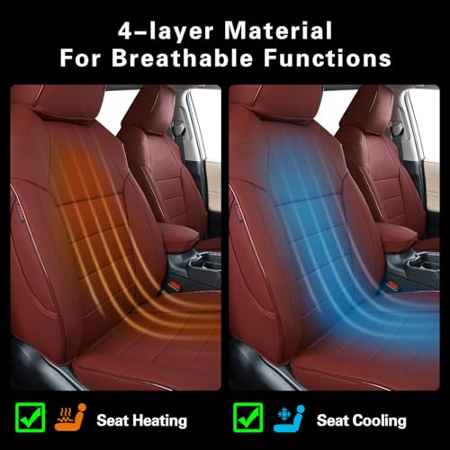 Image of EKR Rav4 Seat Covers Custom Fit for Toyota Rav4 (Only Hybrid) 2019-2025 LE,XLE,XLE Premium,Limited,Woodland Edition, Leather Car Seat Cover Full Set for SUV,Faux Leather(Burgundy)